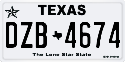 TX license plate DZB4674