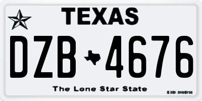 TX license plate DZB4676