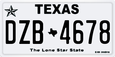 TX license plate DZB4678
