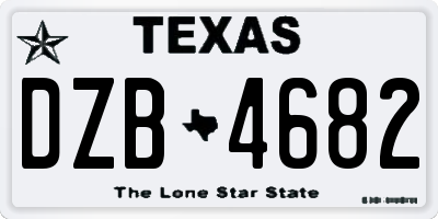 TX license plate DZB4682
