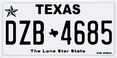 TX license plate DZB4685