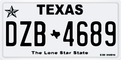 TX license plate DZB4689