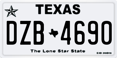 TX license plate DZB4690