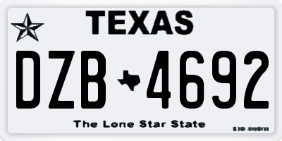 TX license plate DZB4692