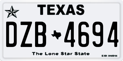 TX license plate DZB4694