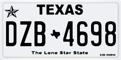 TX license plate DZB4698