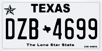TX license plate DZB4699