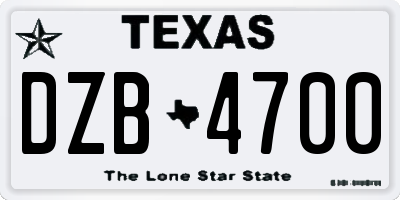 TX license plate DZB4700