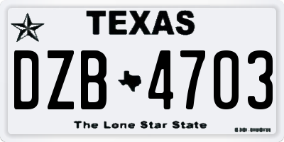TX license plate DZB4703