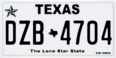 TX license plate DZB4704