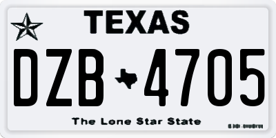 TX license plate DZB4705
