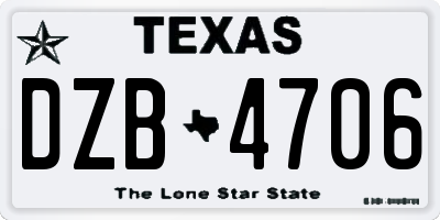 TX license plate DZB4706
