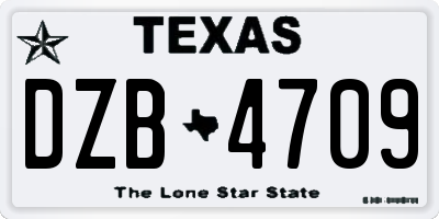 TX license plate DZB4709