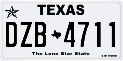 TX license plate DZB4711