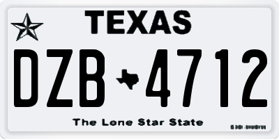 TX license plate DZB4712