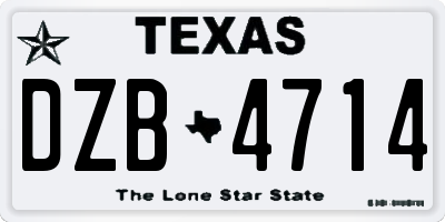 TX license plate DZB4714