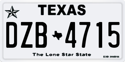 TX license plate DZB4715
