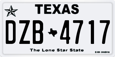 TX license plate DZB4717