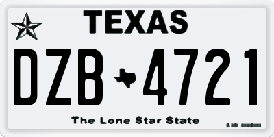 TX license plate DZB4721