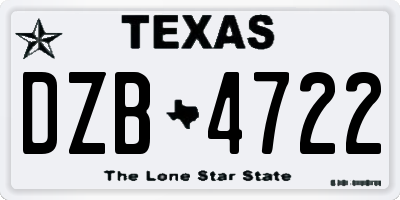 TX license plate DZB4722
