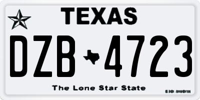 TX license plate DZB4723