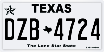 TX license plate DZB4724