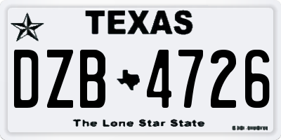 TX license plate DZB4726