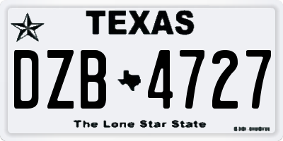 TX license plate DZB4727