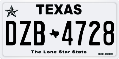 TX license plate DZB4728