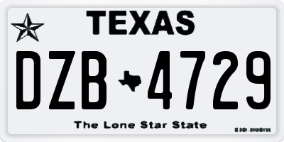 TX license plate DZB4729