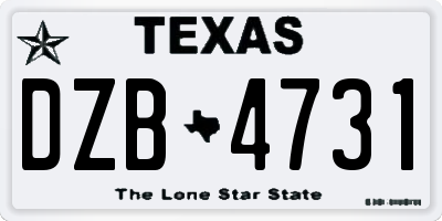TX license plate DZB4731