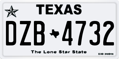 TX license plate DZB4732