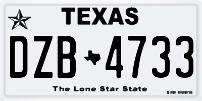 TX license plate DZB4733
