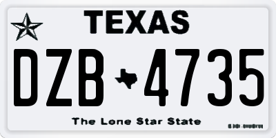 TX license plate DZB4735