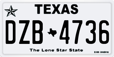 TX license plate DZB4736