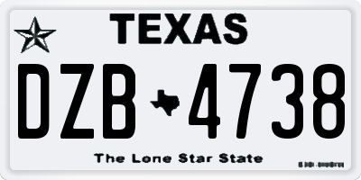 TX license plate DZB4738