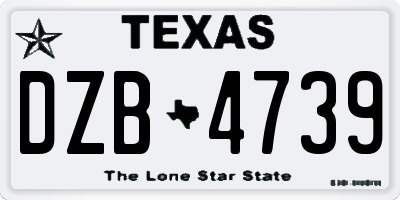 TX license plate DZB4739
