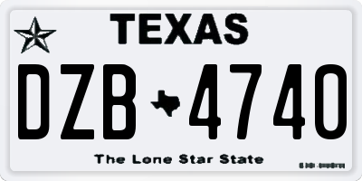 TX license plate DZB4740
