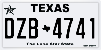 TX license plate DZB4741