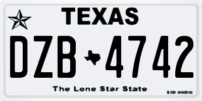 TX license plate DZB4742