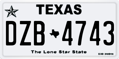 TX license plate DZB4743