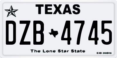 TX license plate DZB4745