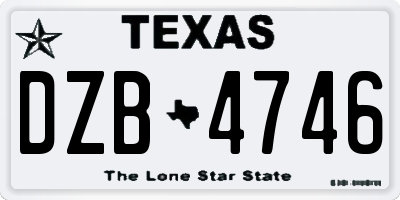 TX license plate DZB4746