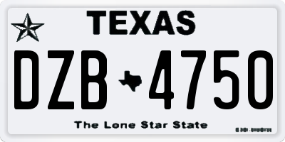 TX license plate DZB4750