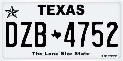 TX license plate DZB4752