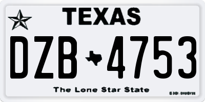 TX license plate DZB4753