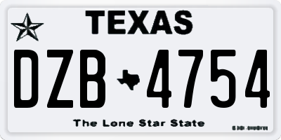 TX license plate DZB4754