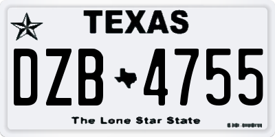TX license plate DZB4755