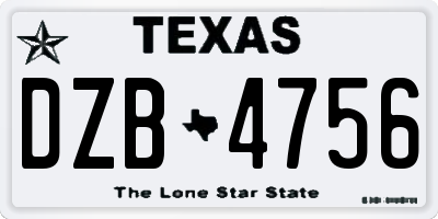 TX license plate DZB4756