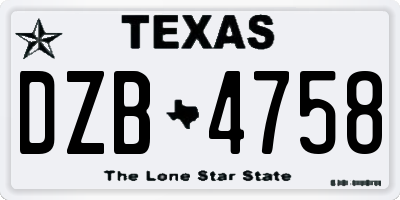 TX license plate DZB4758
